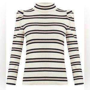 VERONICA BEARD - CEDAR STRIPED TURTLENECK - RED/BLACK - MEDIUM